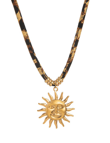 Gold Plated Pendant Leopard Cord Necklace DP25E818