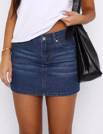 Distressed Hip Wrap Denim Mini Skirt DP25B671