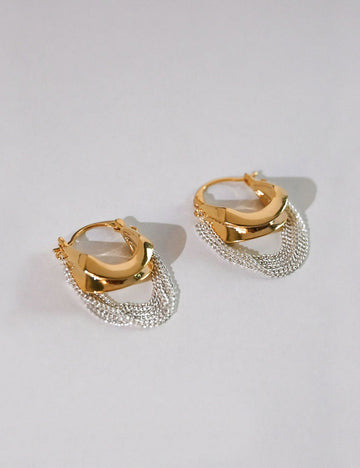 Gold Elegant Tassel Hoop Dangle Earrings DP25B900