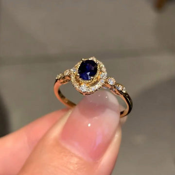Vintage Blue Gemstone Rhinestone Rings DPJR1416