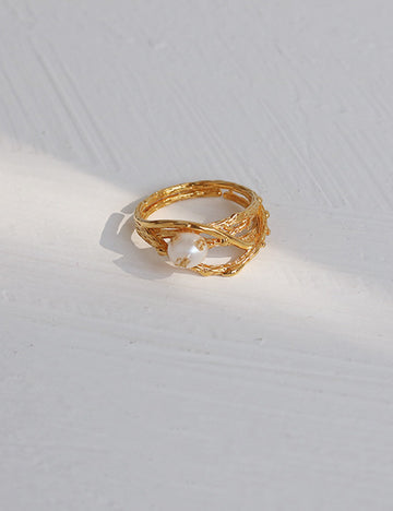 Retro Pearl Nest Adjustable Open Ring DP25B797