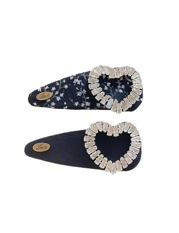Floral Print Rhinestone Letter Hair Clip DP25F569