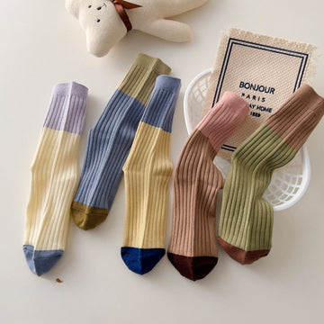 Striped Color Block Simple Ribbed Socks DP25A448