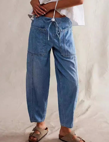 Loose Low Waist Barrel Washed Jeans DP25B808