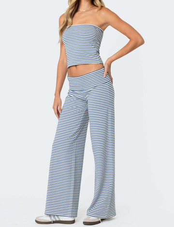 Striped Elastic Waist Sporty Casual Pants DP25B664
