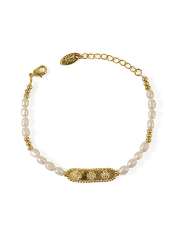 Elegant Pearl Gold Plated Rhinestone Bracelet DP25E768