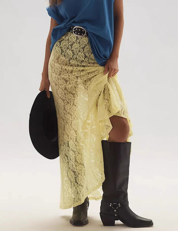 Lace Hollow Out Jacquard Irregular Skirts DP25C469