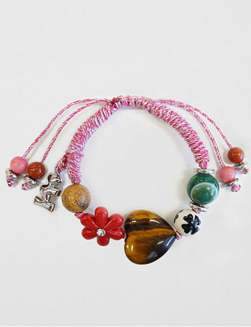 Cute Heart Braided Cord Beaded Bracelet DP25F807