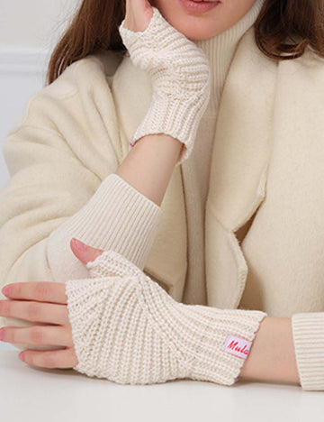 Solid Color Fingerless Touchscreen Knit Gloves DP25F670