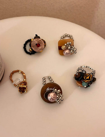 Chic Handmade Beaded Stretch Band Ring DP25F767