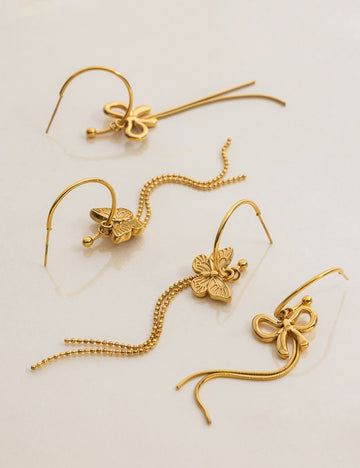 Bow Knot Tassel Dangle Hook Earrings DP25E590