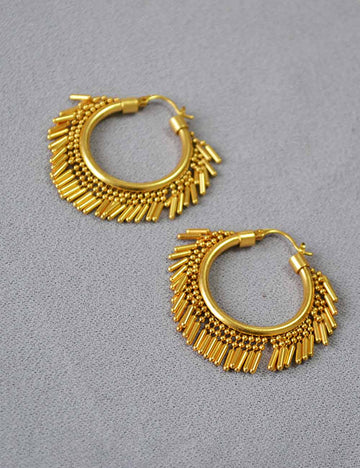 Gold Plated Exaggerated Tassel Hoop Earrings DP25E712