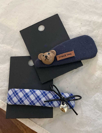 Sweet Bow Knot Bear Hair Clips Set DP25F570