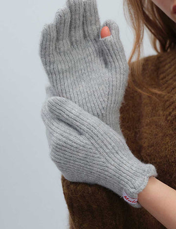 Soft Ribbed Solid Color Warm Knit Gloves DP25F676