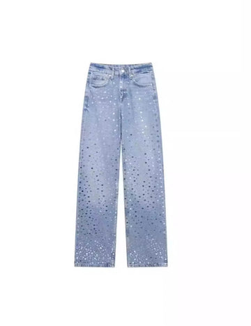 Versatile Sequin Wide Leg Denim Pants DP25C928