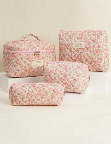 Cute Flower Printed Quilted Cosmetic Bag DP25E863
