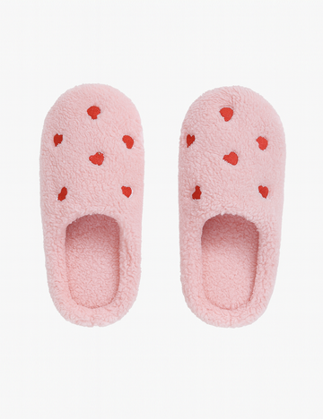 Simple Heart Print Indoor Winter Slippers DP25F898