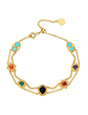 Colorful Zircon Double-Layer Chain Bracelet DP25F810