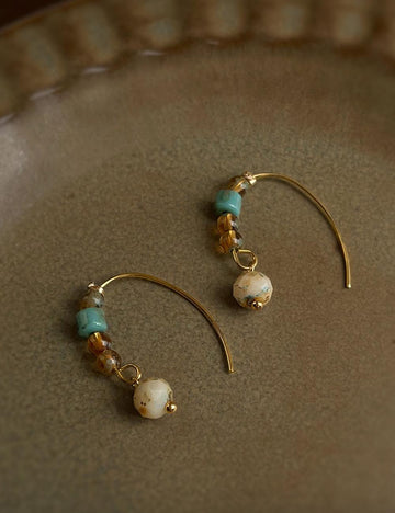 Vintage Handmade Glass Bead Dangle Earrings DP25F788
