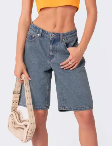 Low Waisted Casual Denim Bermuda Shorts DP25B698