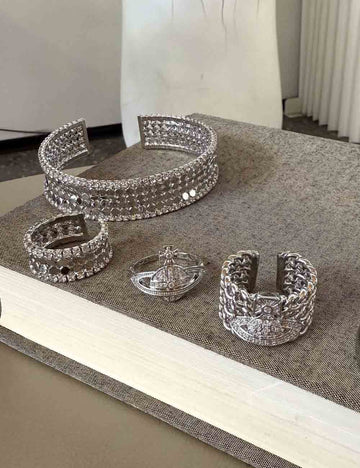 Trendy Rhinestone Wide Open Bangle Bracelet DP25F831