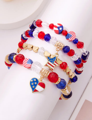 Multi-Layer Heart Pendant Crystal Beaded Bracelet DP25D535
