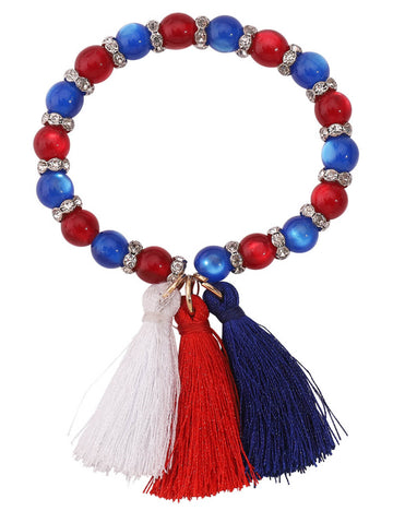 Independence Day Handmade Beaded Tassel Bracelet DP25D530