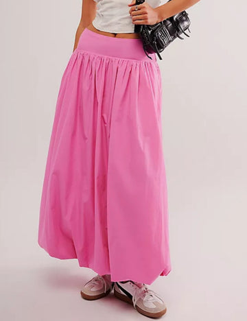 Solid Color Casual Maxi Lantern Skirt DP25B850