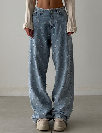 Ripped Distressed Raw Loose Jeans DP25B806