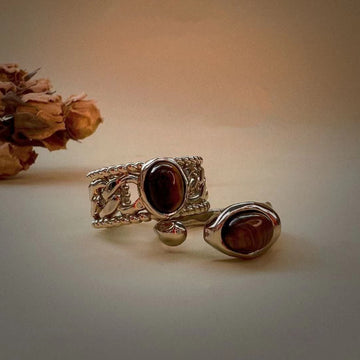 Vintage Simple Tiger's Eye Stone Rings DPJR1423