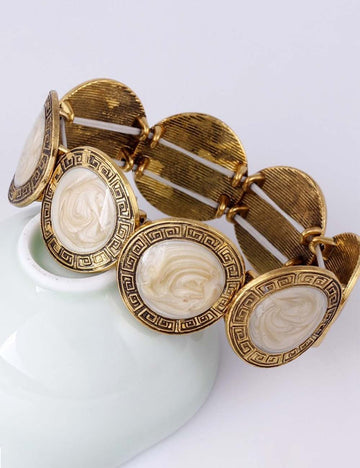 Retro Enamel Round Stretch Bangle Bracelet DP25F825