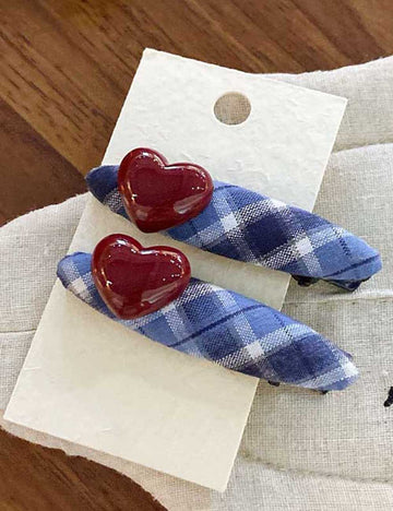 Sweet Color Block Plaid Geometric Hair Clips DP25F561