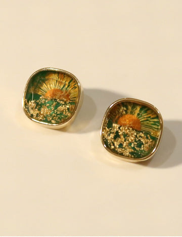 Vintage Floral Geometric Stud Earrings DP25E617