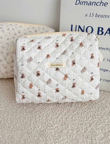 Cute Cartoon Print Cotton Quilted Makeup Bag DP25E844