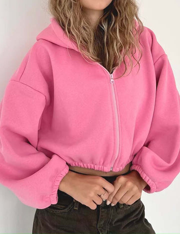 Casual Long Sleeve Solid Color Hoodie Sweatshirt DP25F535