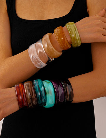 Vintage Tie-Dye Open Acrylic Bracelets DP25D627