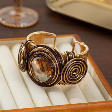 Vintage Wide Open Gemstone Metal Bracelets DP25B577