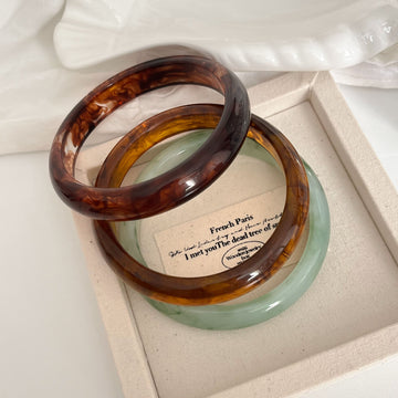 Minimalist Marbled Round Resin Bangle Bracelet DP25D727