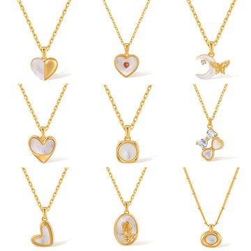 Vintage Shell Pearl Pendant Chain Necklaces DP25A744