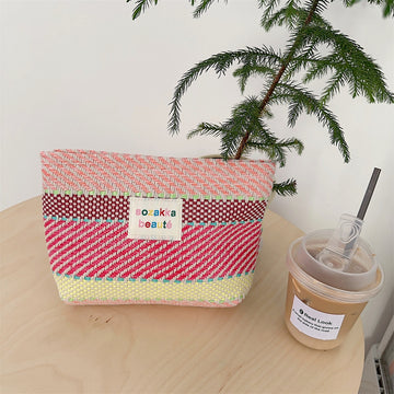 Color Block Striped Large Capacity Make Up Bag DP25A574
