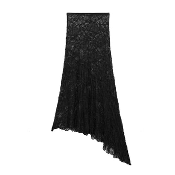 Trendy Solid Color Asymmetrical Lace Skirt DP25C931