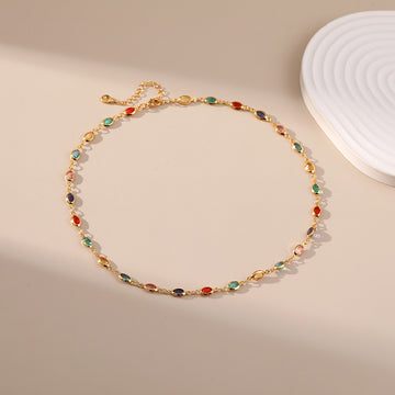 Colourful Oval Zirconia Vintage Necklace KN0168
