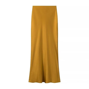 Elegant Solid Color Satin Mermaid Maxi Skirt DP25C930