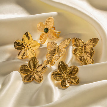 Flower Zircon Adjustable Layered Rings DP25A720