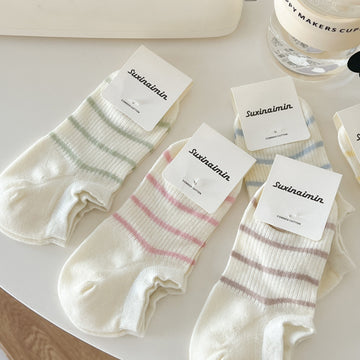 Striped Color Block Low Ankle Socks DP25A461