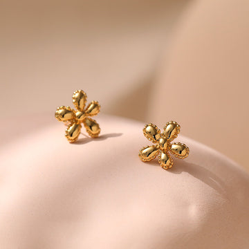 Simple Floral Gold Plated Stud Earrings DPJE1242