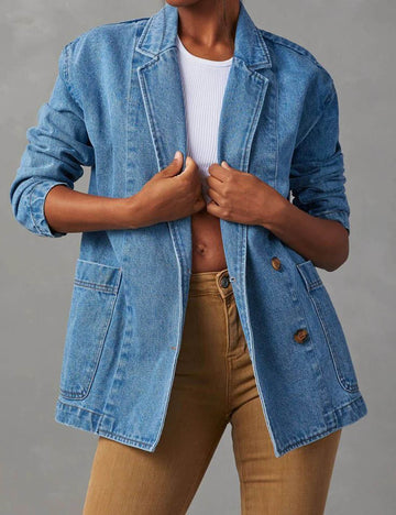Casual Washed Solid Color Denim Jacket DP25E762