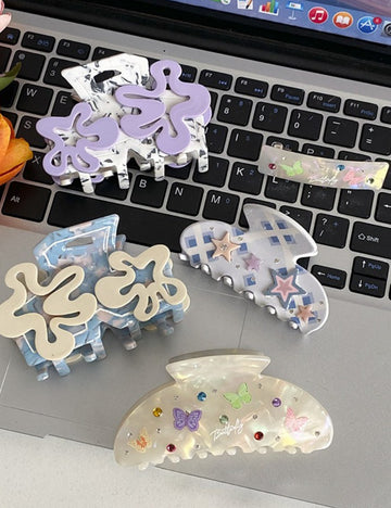 Flower Cute Butterfly Rhinestone Hair Claws DPC1702