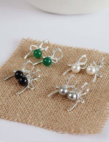 Elegant Bow Knot Pearl Stud Earrings DP25E703