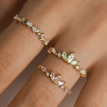 Colorful Zircon Sweet Flower Single Rings DP25B802